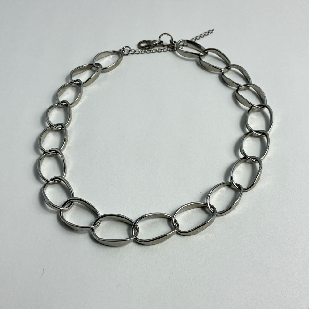 Large Chunky Link Silver Chain Necklace 19 Inch Choker